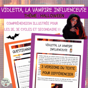 Compréhension de lecture narrative halloween vampire influenceuse
