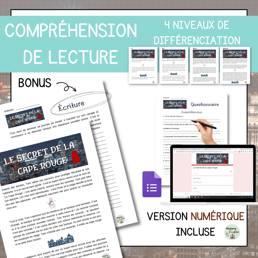 Compréhension de lecture narrative le secret de la cape rouge