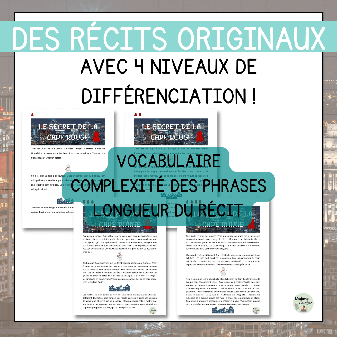 Compréhension de lecture narrative le secret de la cape rouge