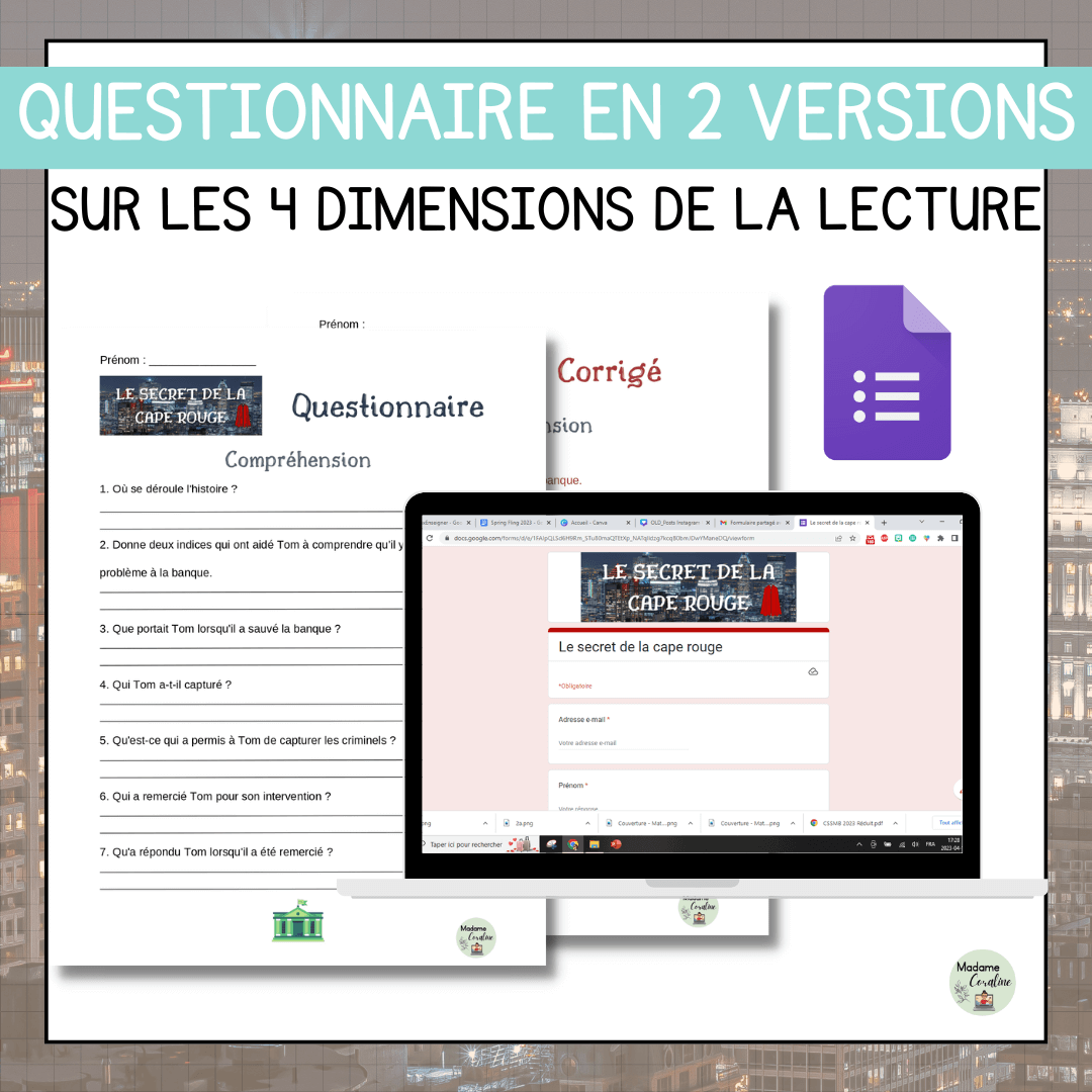 Compréhension de lecture narrative le secret de la cape rouge