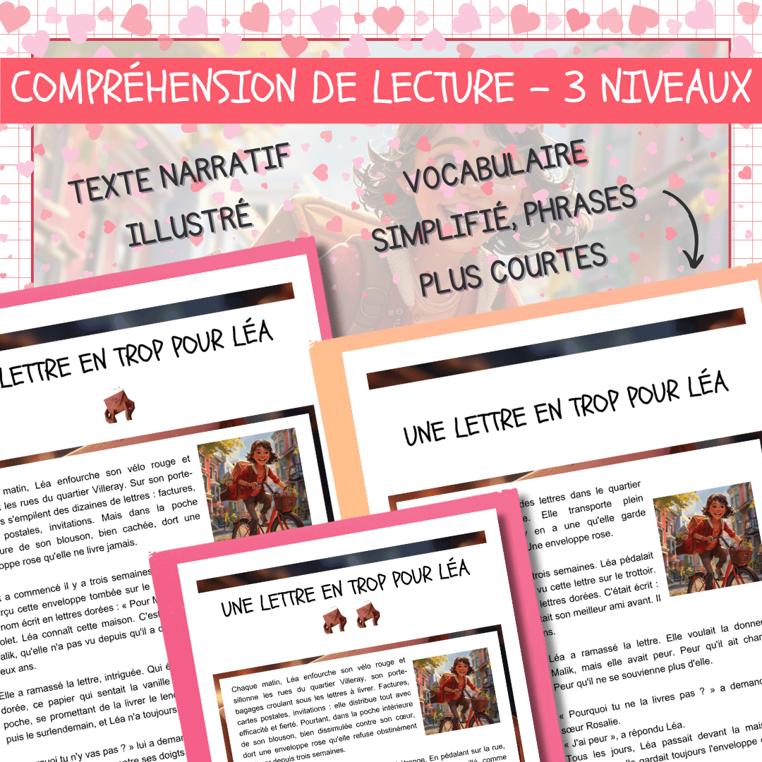 Compréhension de lecture narrative saint-valentin lea lettre