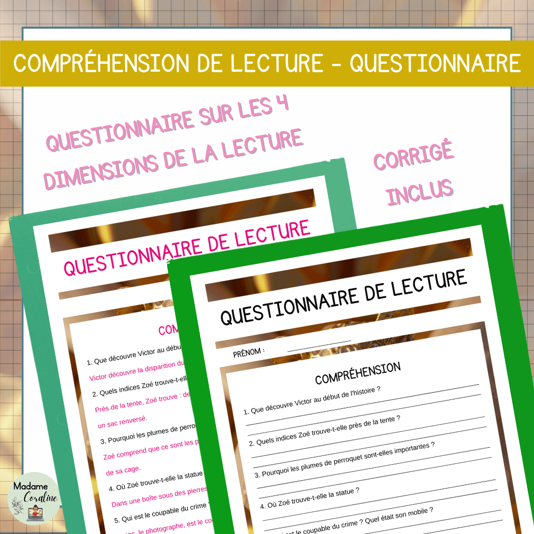 Compréhension de lecture narrative mystère jaguar d'or