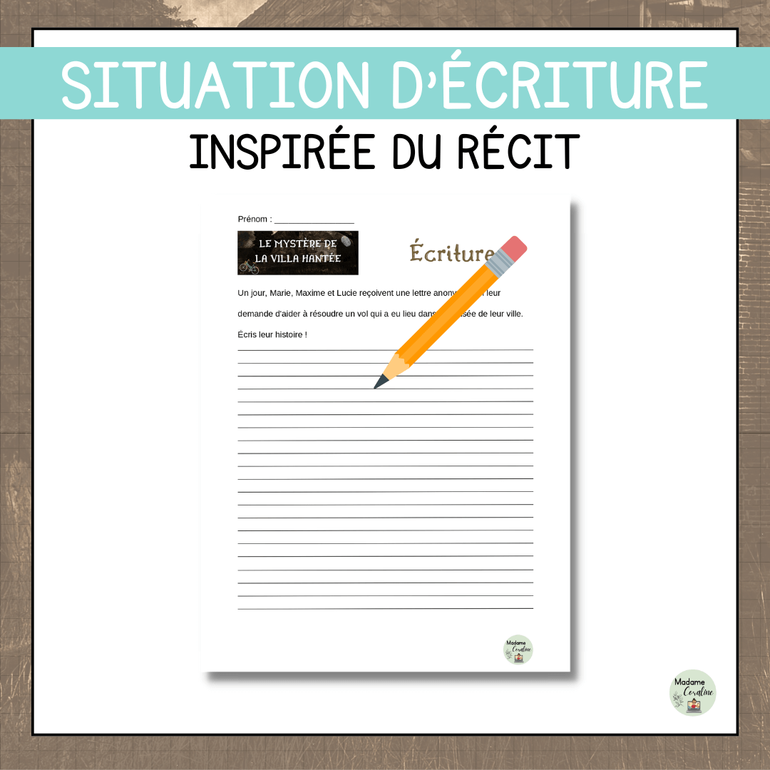 Compréhension de lecture narrative mystère villa hantée