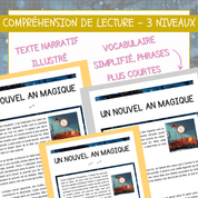 Compréhension de lecture narrative nouvel an magique
