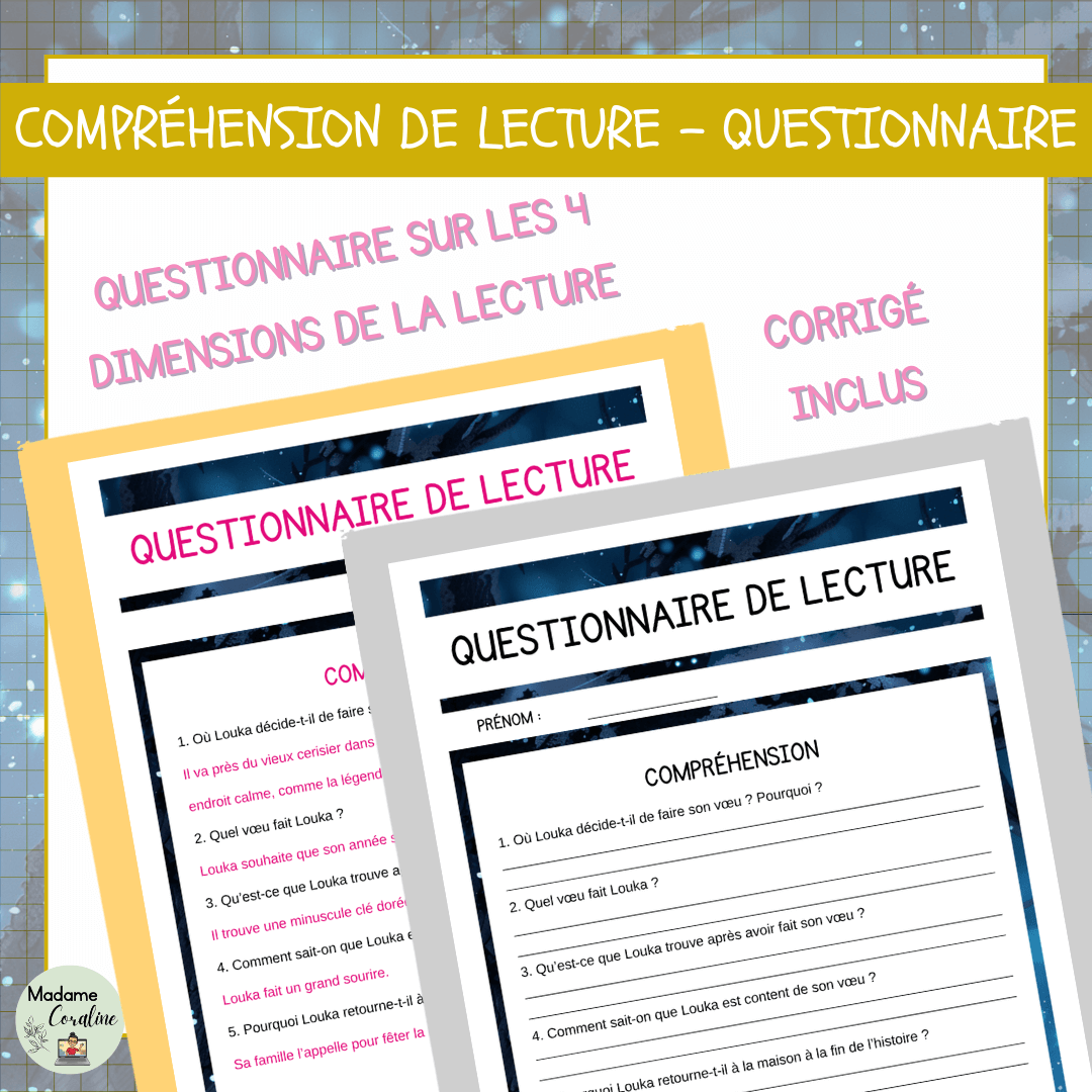 Compréhension de lecture narrative nouvel an magique