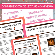 Compréhension de lecture narrative saint-valentin objets oubliés
