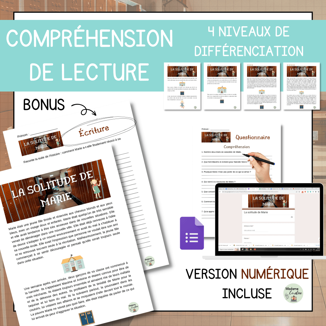 Compréhension de lecture narrative solitude de marie