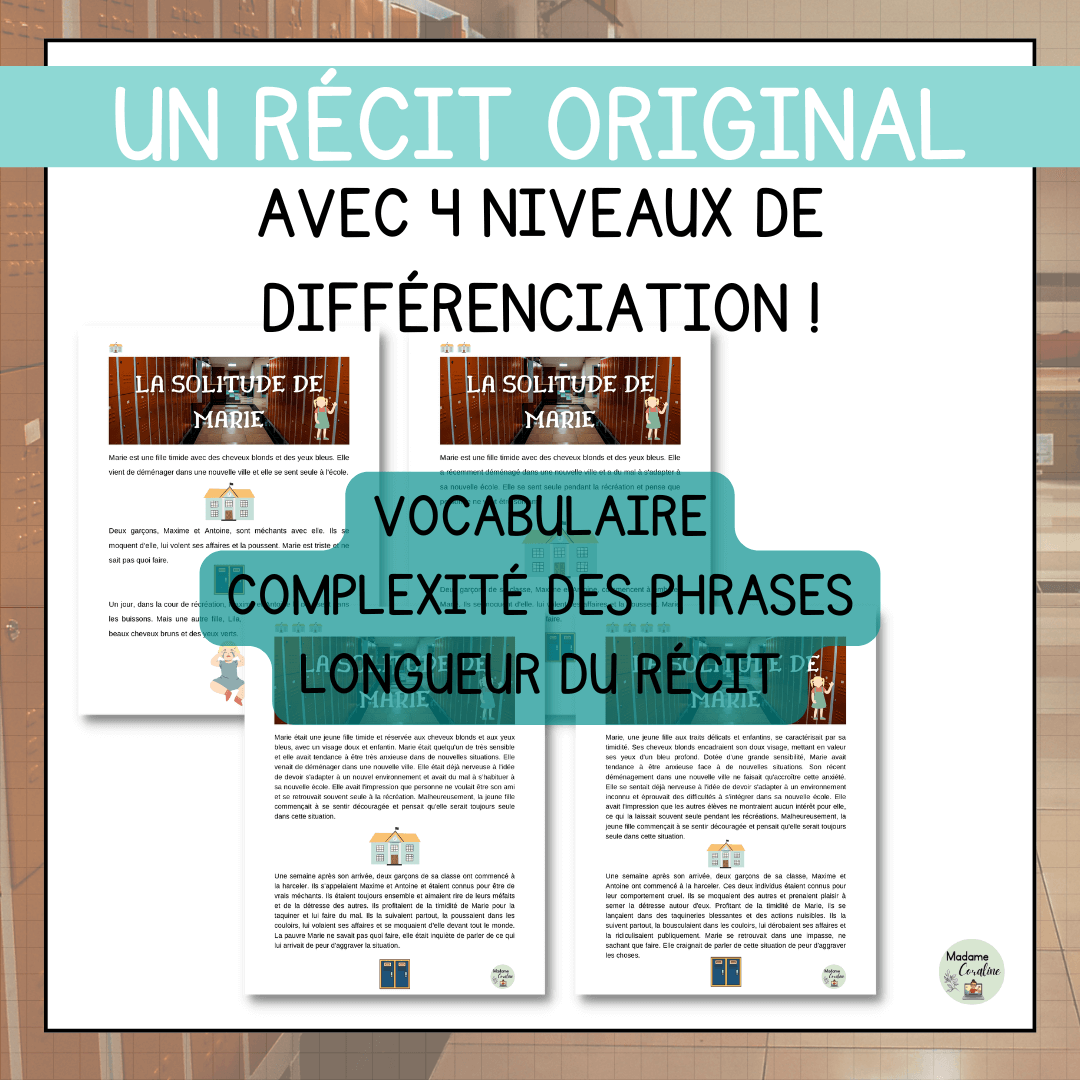 Compréhension de lecture narrative solitude de marie
