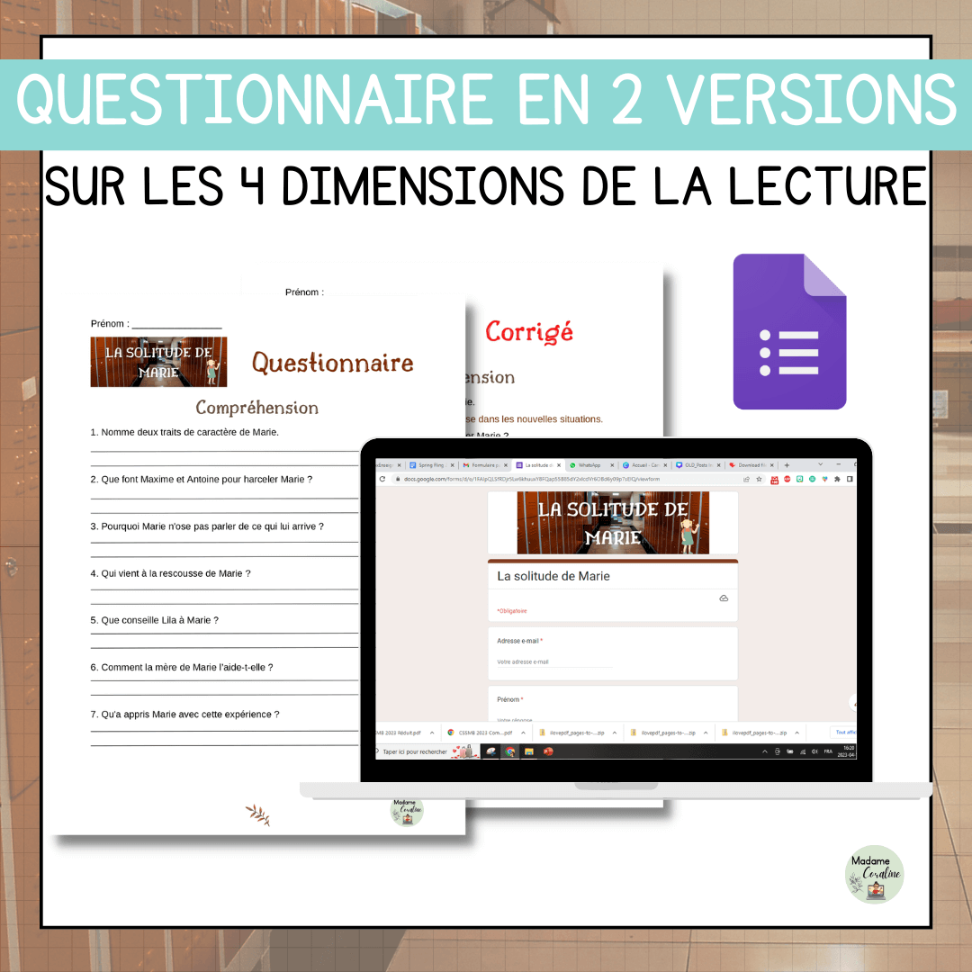 Compréhension de lecture narrative solitude de marie