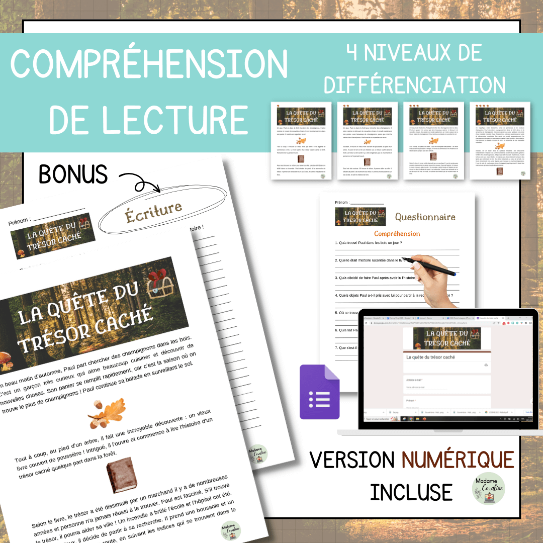 Compréhension de lecture narrative trésor