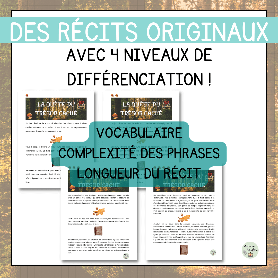 Compréhension de lecture narrative trésor