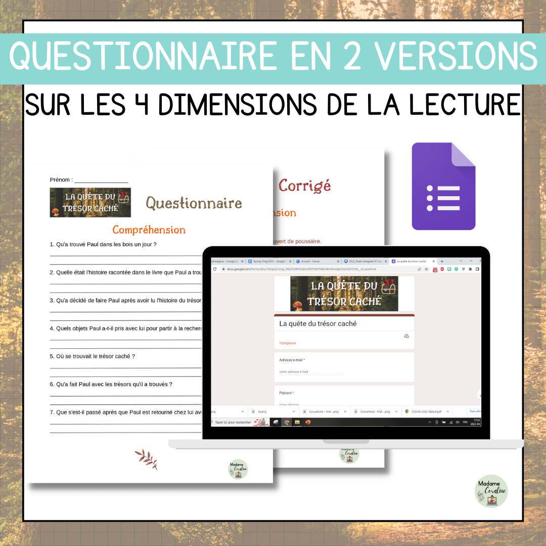 Compréhension de lecture narrative trésor