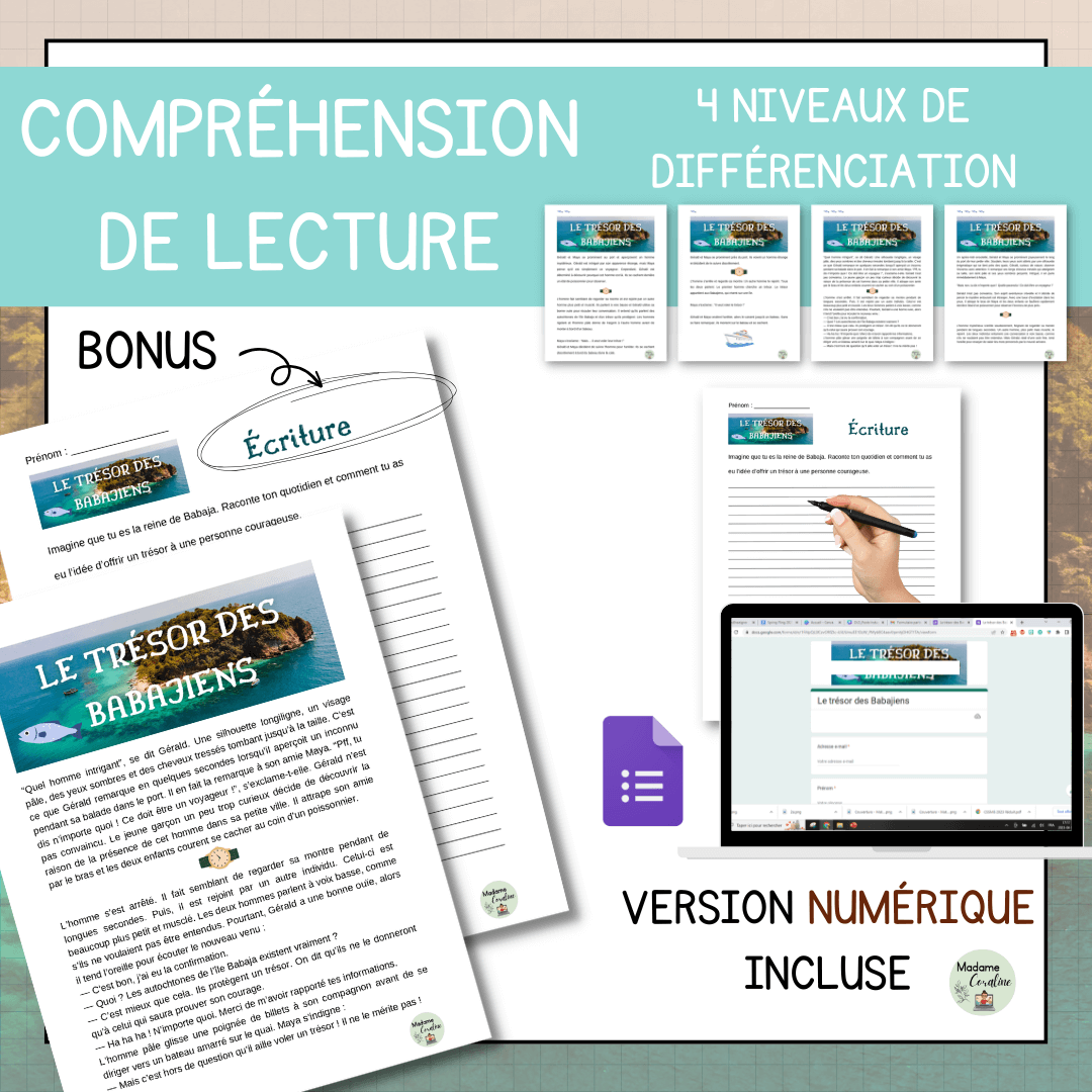 Compréhension de lecture narrative trésor des babajiens