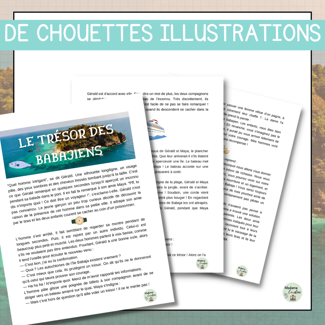 Compréhension de lecture narrative trésor des babajiens