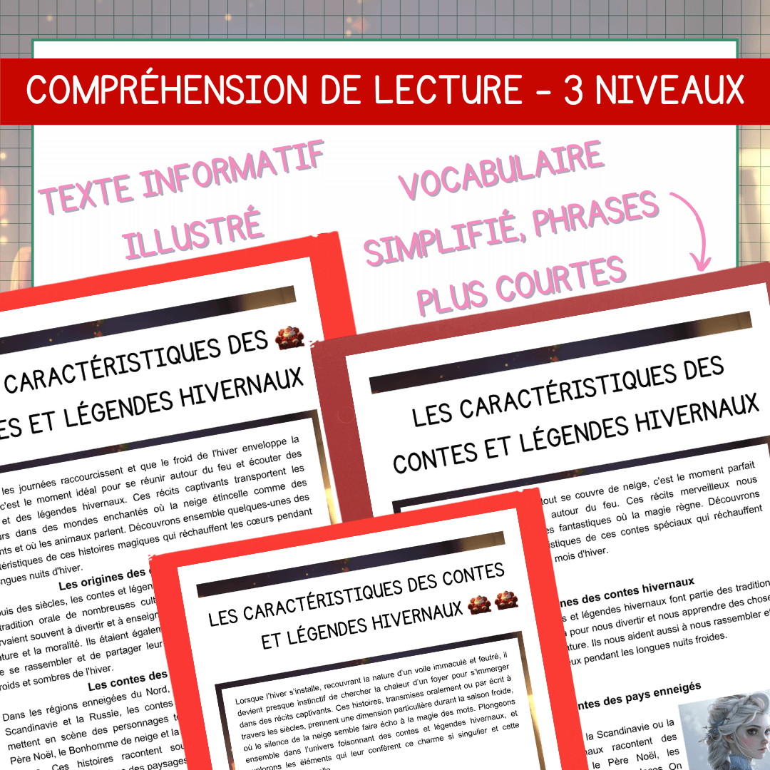 Compréhension de lecture noel contes légendes