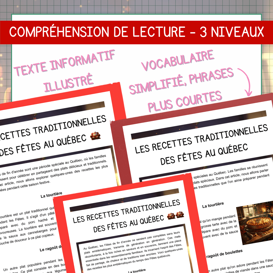 Compréhension de lecture noel recettes traditionnelles