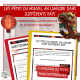 Compréhension de lecture sur le Nouvel An lunaire - Fêtes dans différents pays | 3 niveaux différenciés