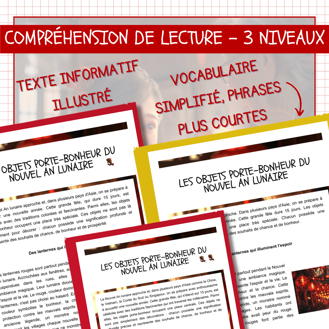 Compréhension de lecture nouvel an lunaire porte-bonheur