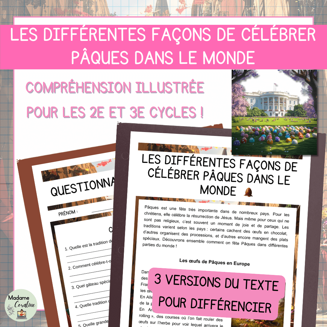 Compréhension de lecture pâques monde