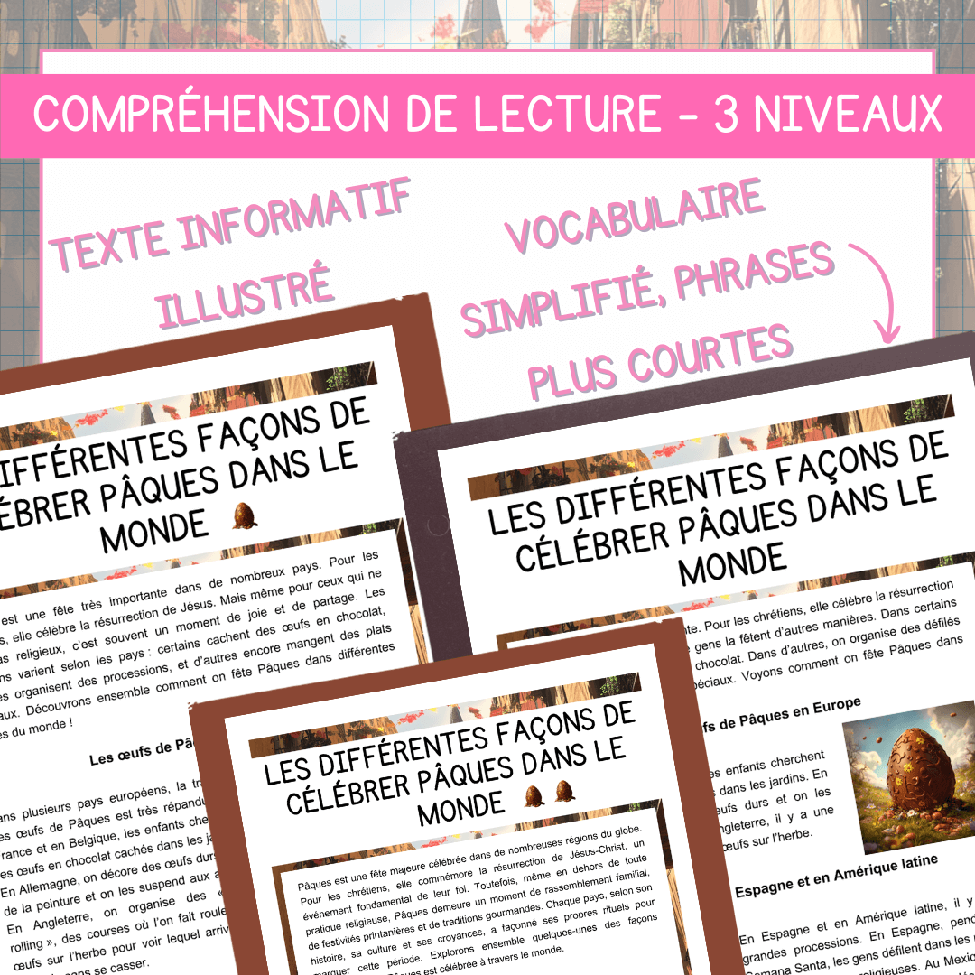 Compréhension de lecture pâques monde
