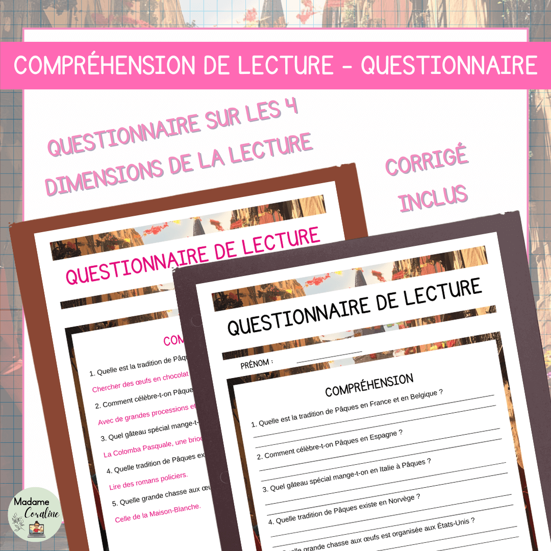 Compréhension de lecture pâques monde