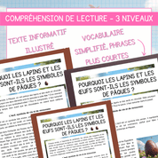 Compréhension de lecture pâques oeufs lapins