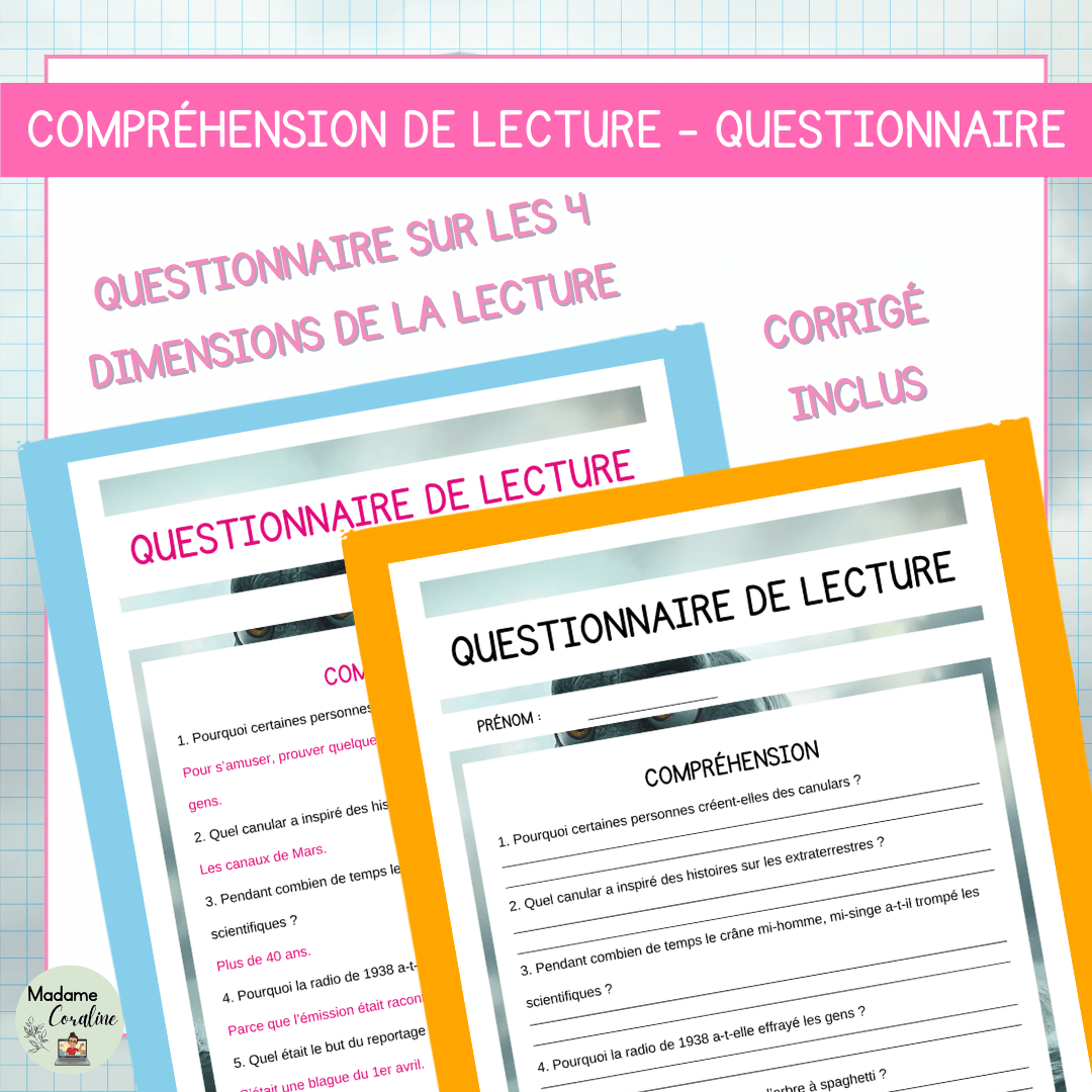 Compréhension de lecture poisson avril canulars