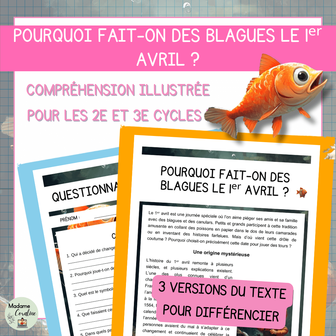 Compréhension de lecture poisson avril origines