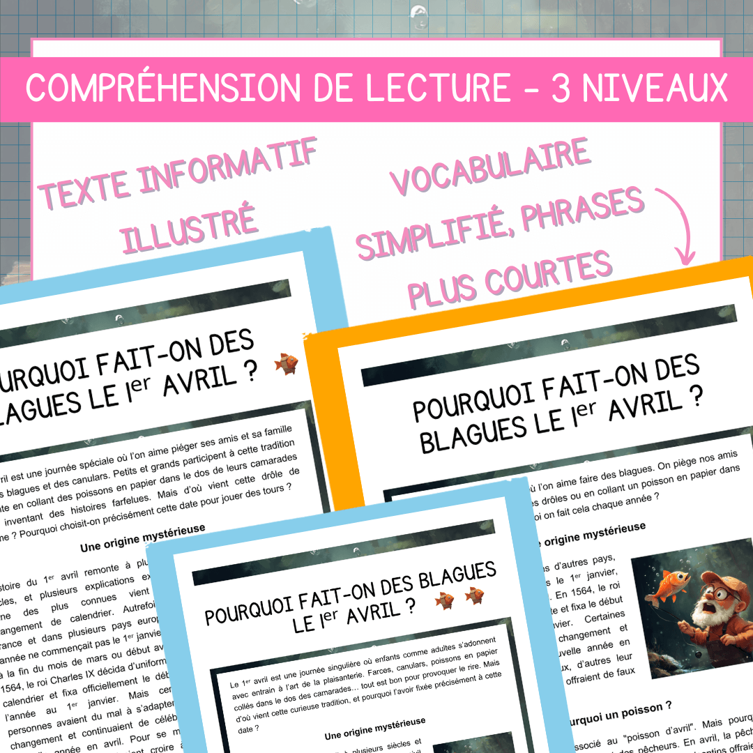 Compréhension de lecture poisson avril origines