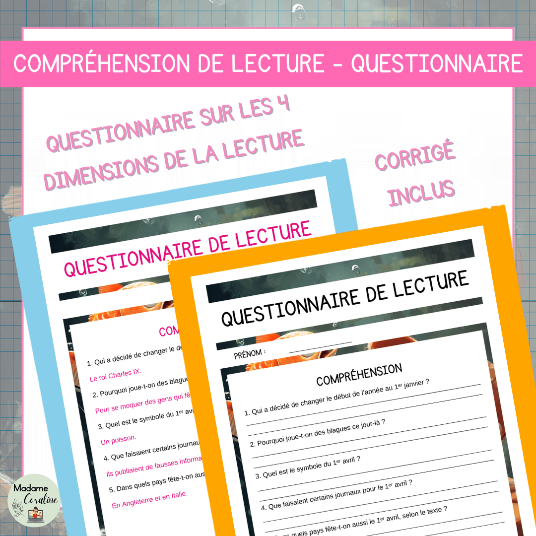 Compréhension de lecture poisson avril origines