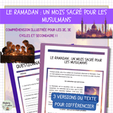 Compréhension de lecture sur le Ramadan - Mois sacré de l'islam | 3 niveaux différenciés