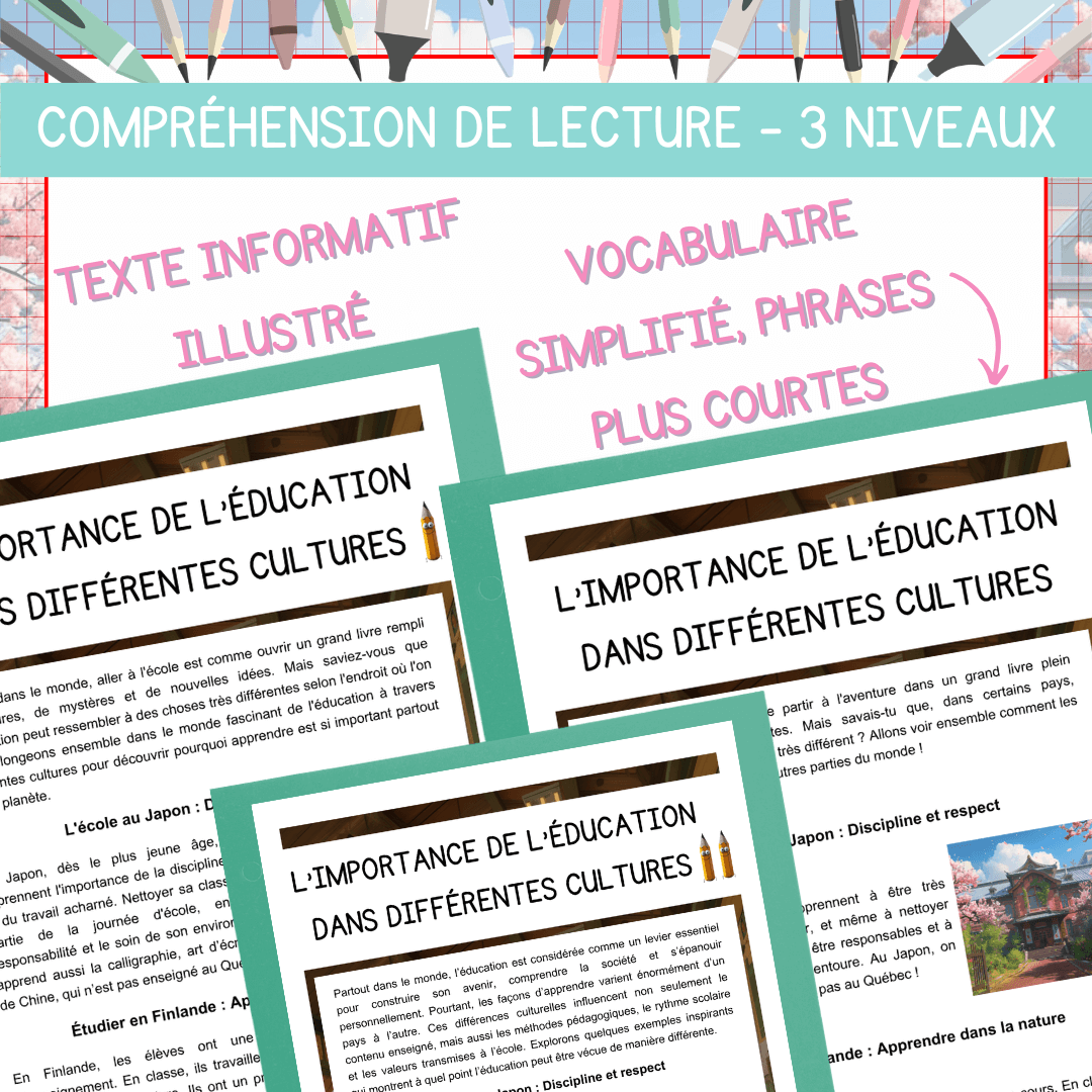 Compréhension de lecture rentrée éducation monde