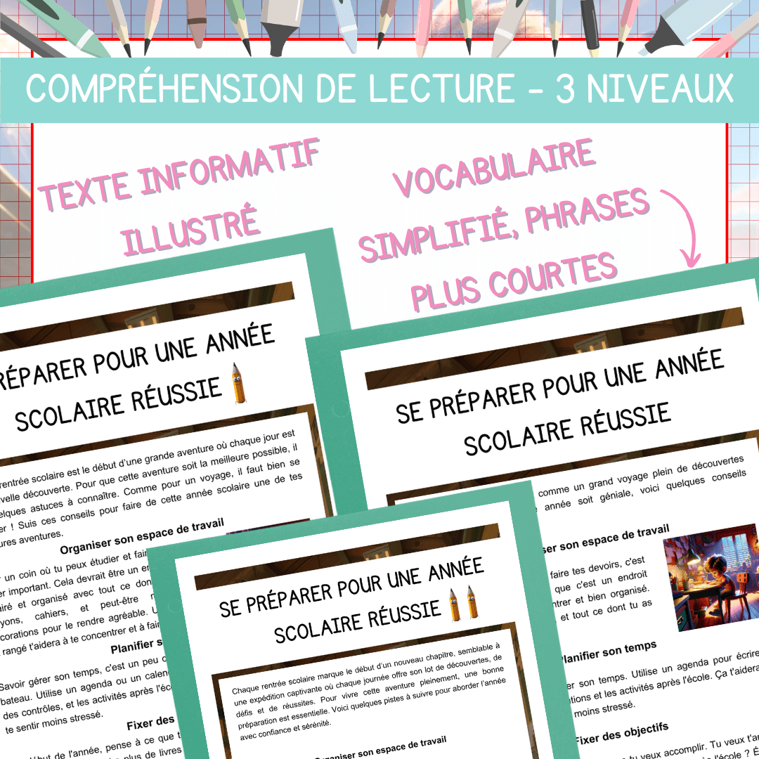 Compréhension de lecture rentrée préparation