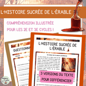 Compréhension de lecture temps des sucres histoire sirop érable