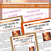 Compréhension de lecture temps des sucres histoire sirop érable