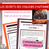 Compréhension de lecture automne | Couleurs d'automne | PDF 3 niveaux