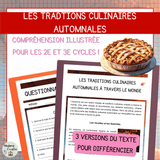 Compréhension de lecture automne | Traditions culinaires | PDF différencié