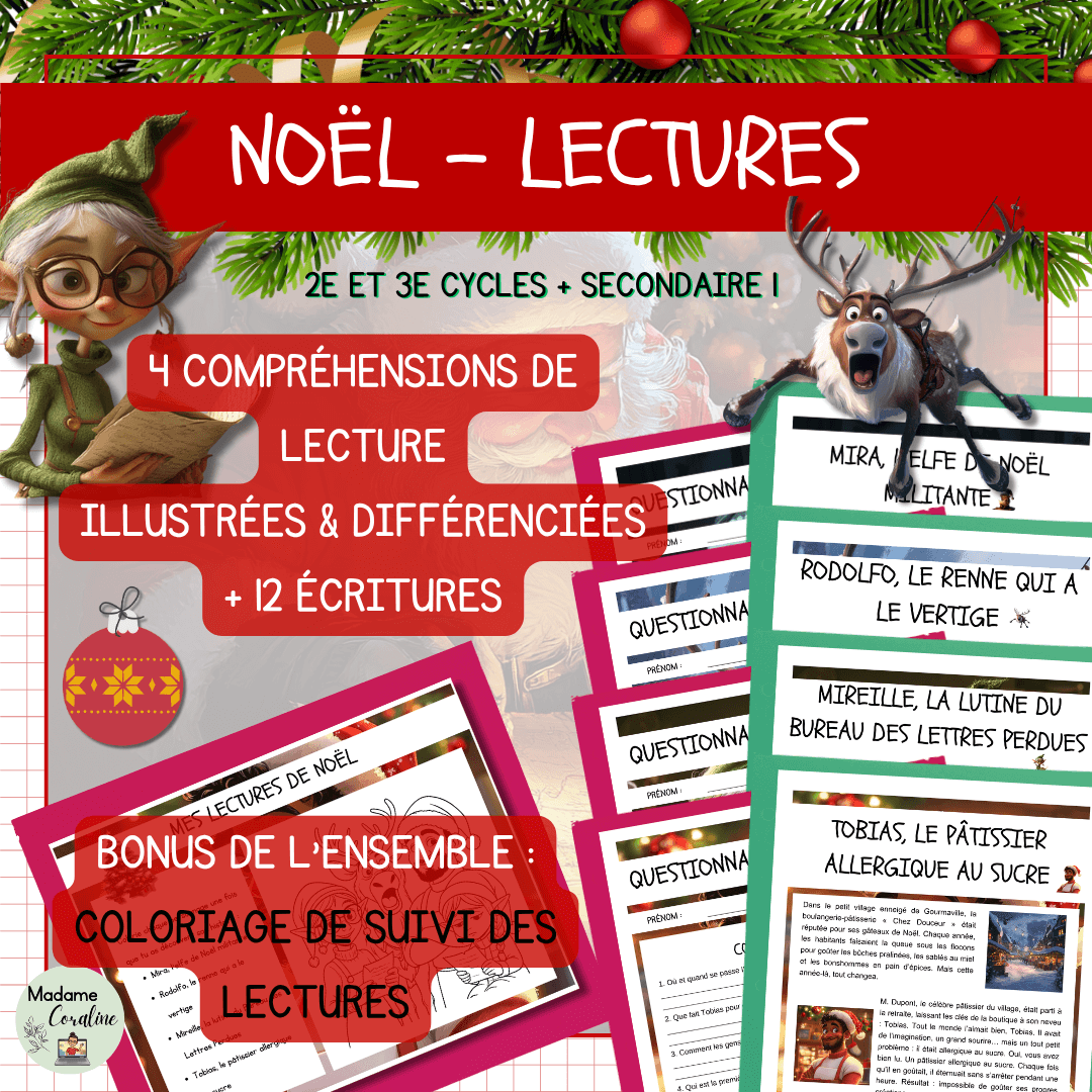 Compréhensions de lecture sur Noël