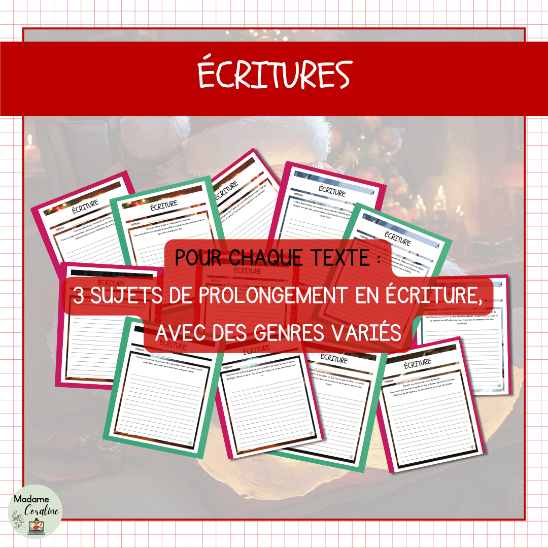 Compréhensions de lecture sur Noël avec écritures
