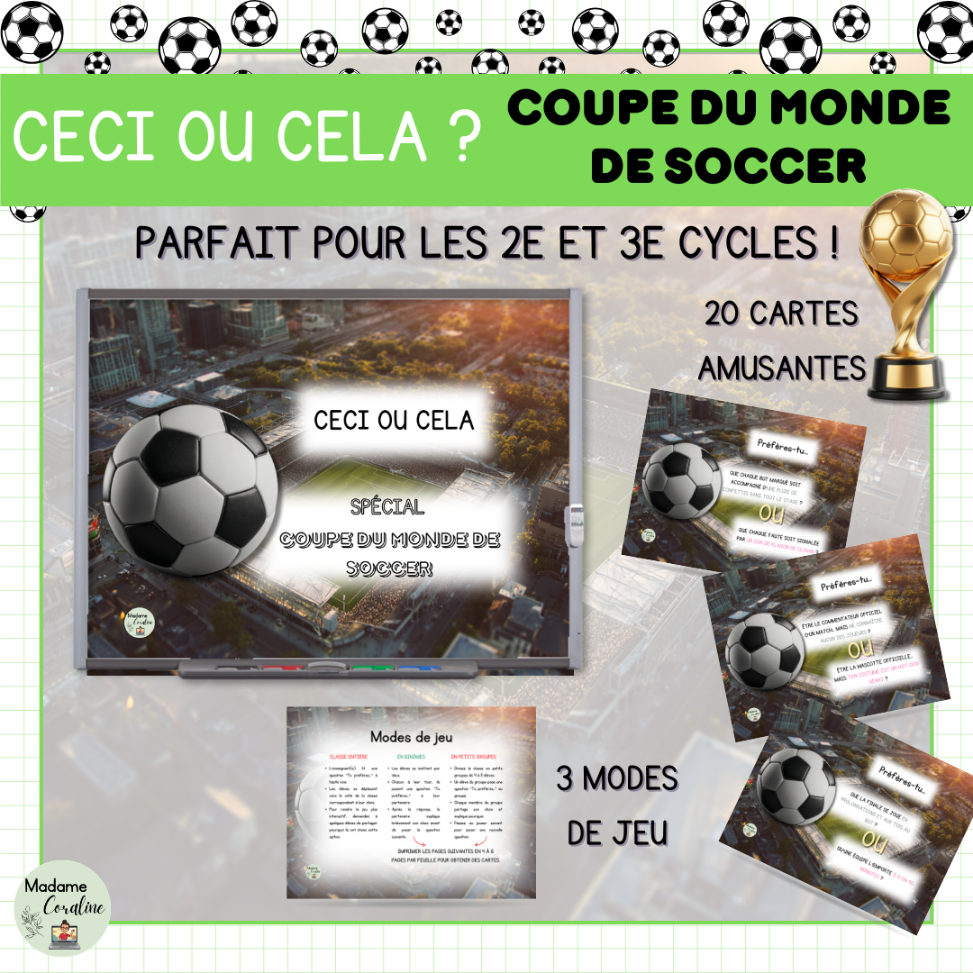 Jeu oral Ceci ou cela Coupe du monde de soccer 2026