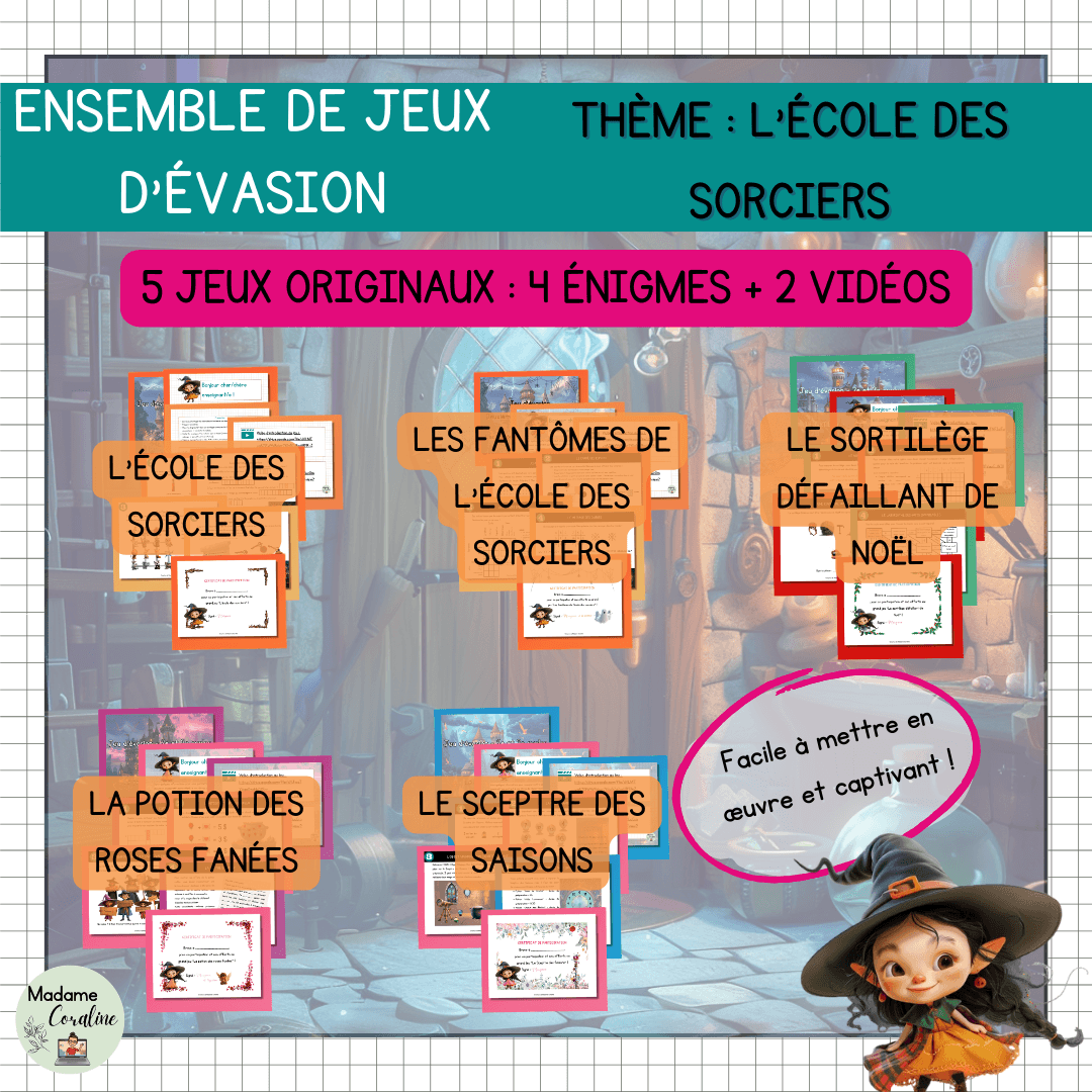 Ensemble Jeux évasion pédagogiques Ecole des sorciers