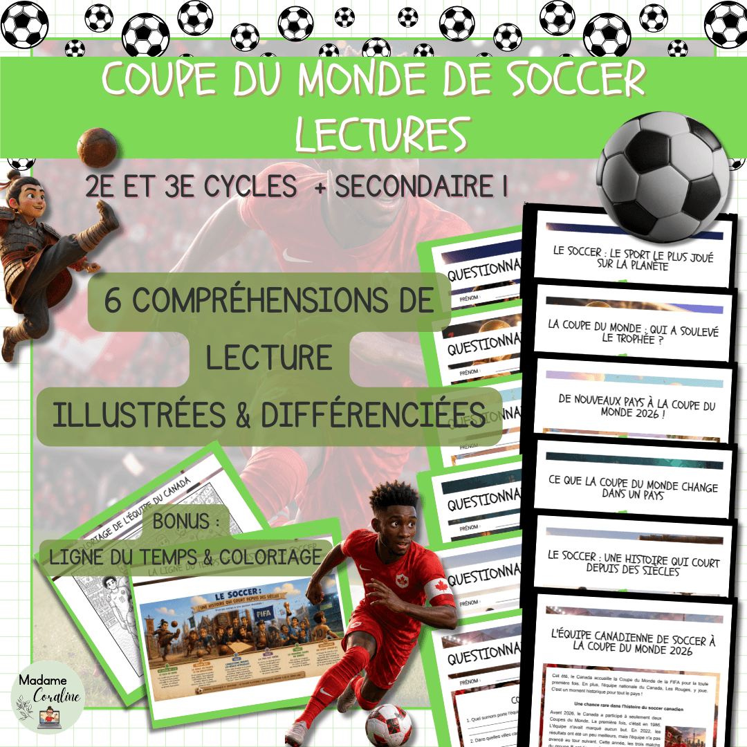 Ensemble de compréhensions de lecture sur la coupe du Monde de soccer