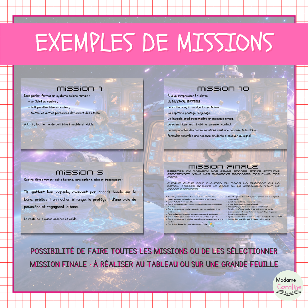 Exemples de missions Mission Aurore | Jeu coopératif de rentrée sur le thème de l’espace