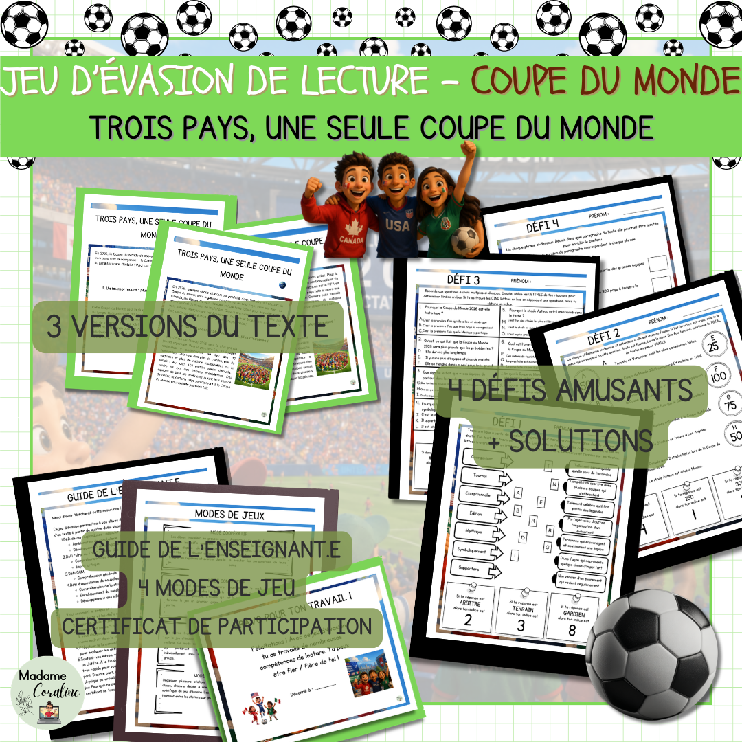 Jeu d'évasion de lecture pour la Coupe du Monde de Soccer