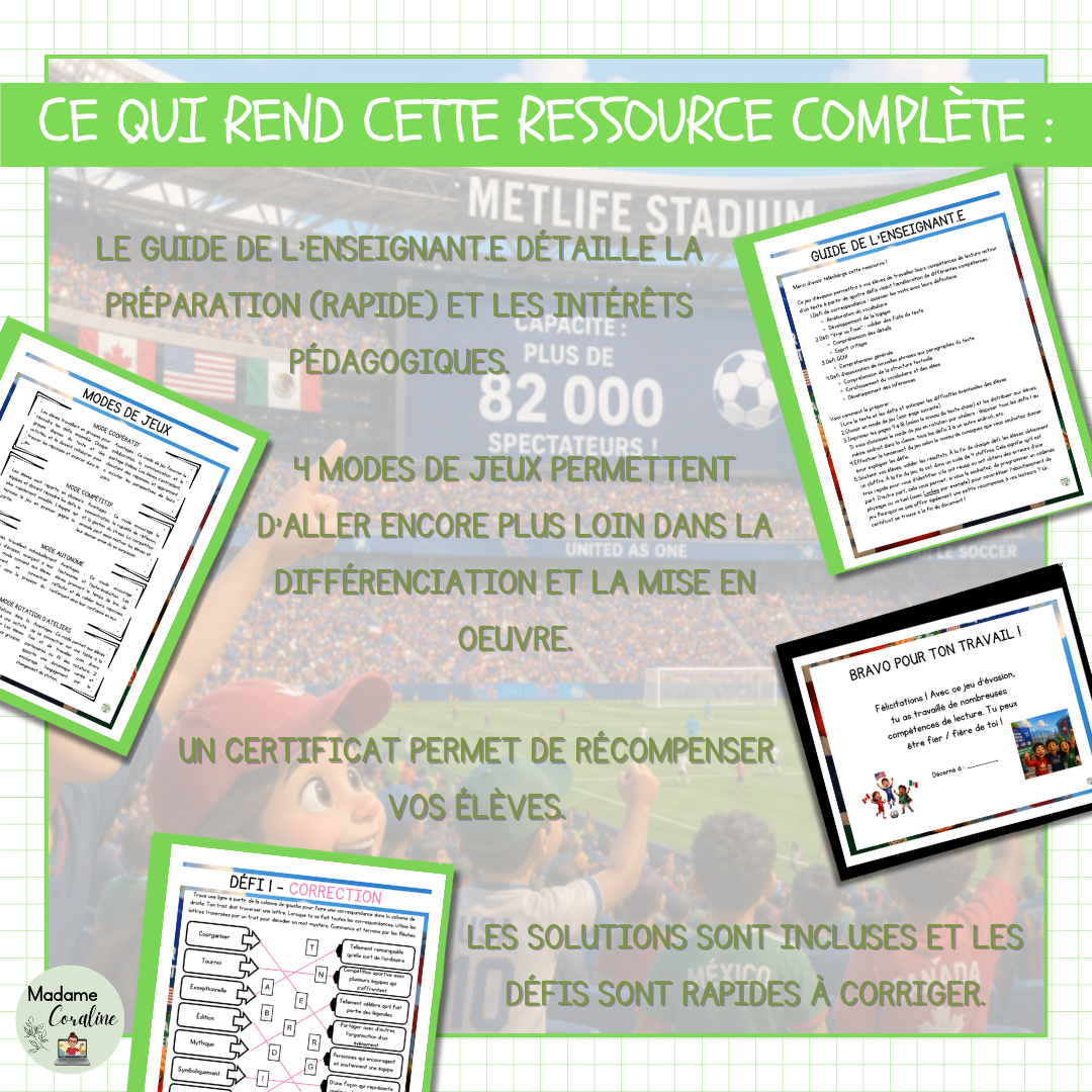 Jeu d'évasion de lecture pour la Coupe du Monde de Soccer avec certificat