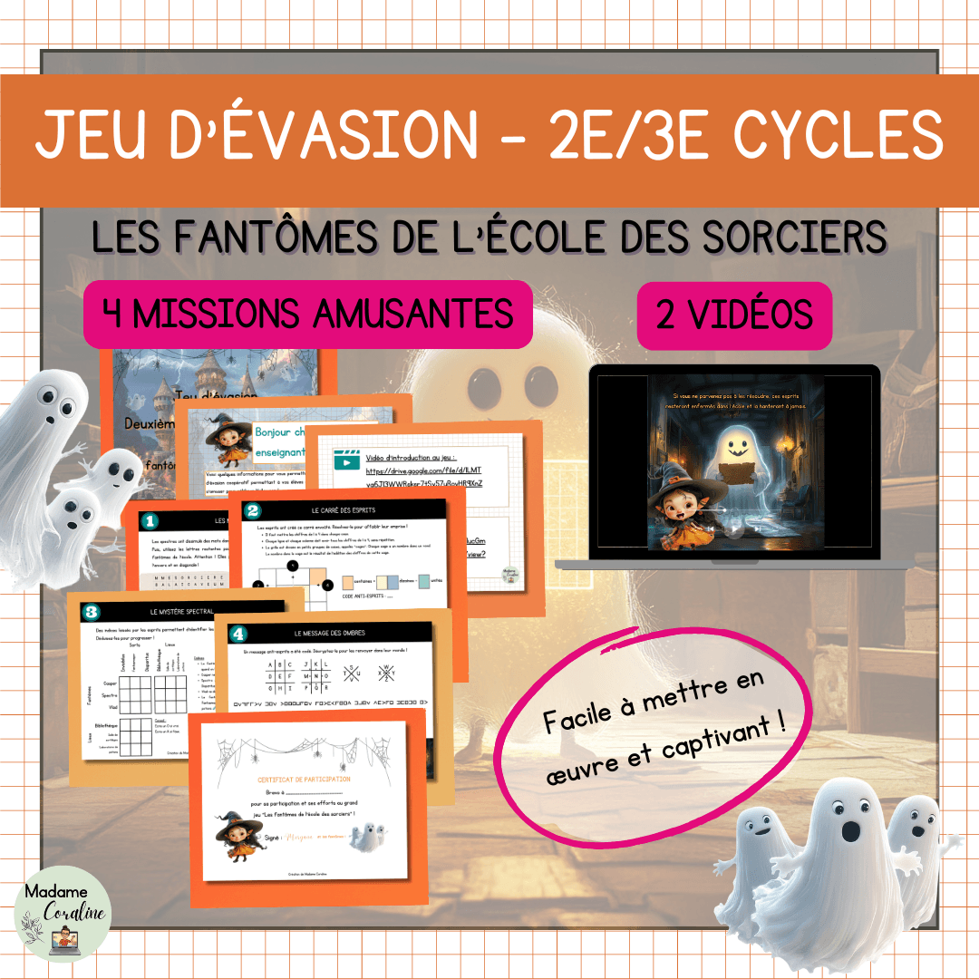 Jeu d'évasion pédagogique Halloween – Les fantômes de l'école
