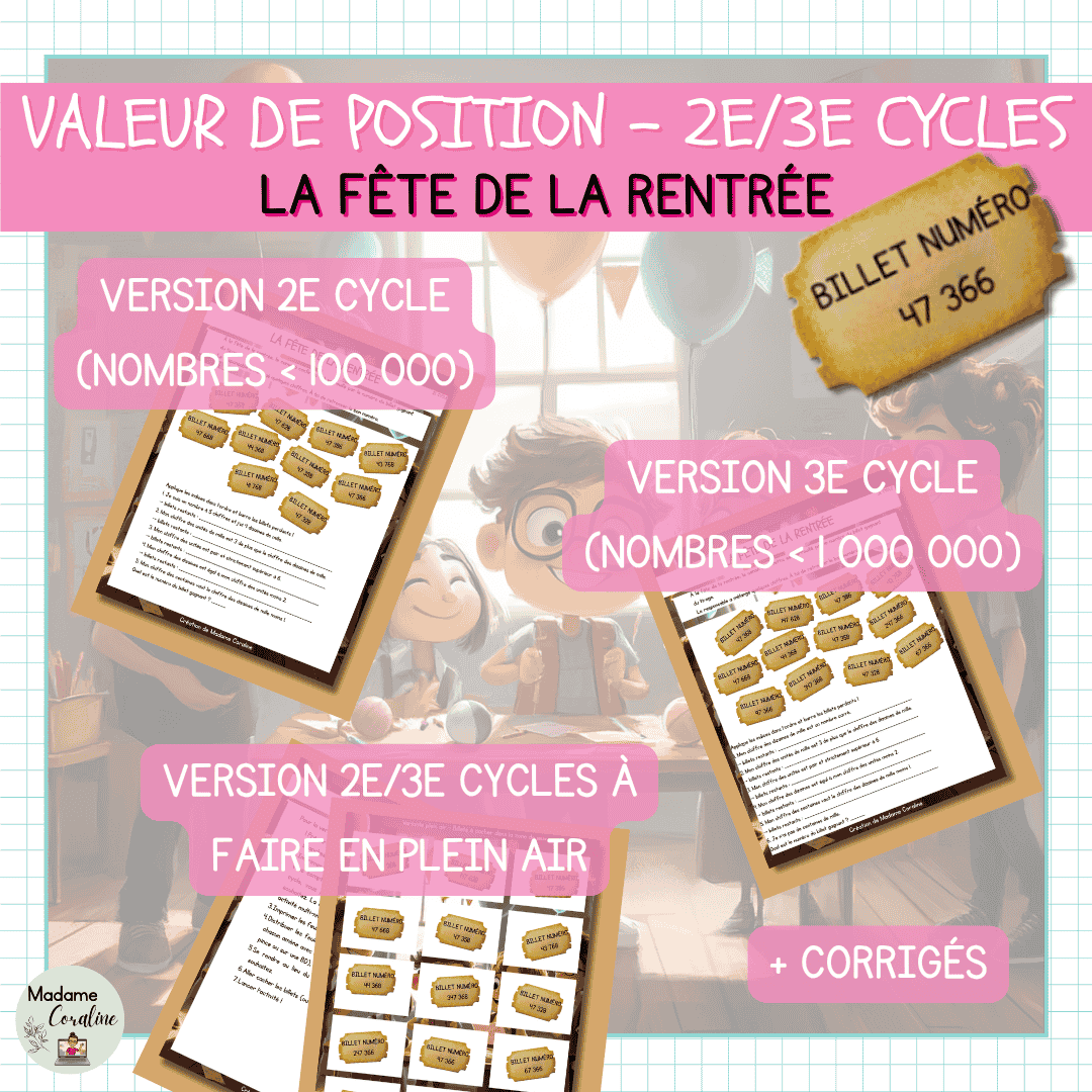 Jeu de numération – Rentrée – Valeur de position