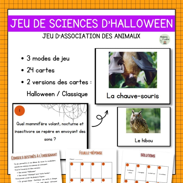 Jeu de sciences d'Halloween – Animaux