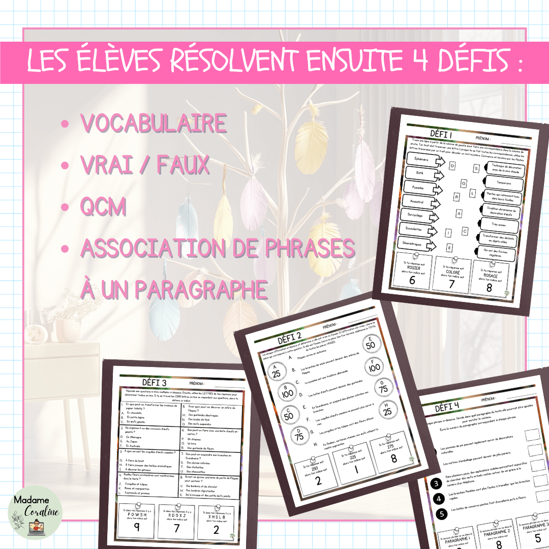 Jeu évasion de lecture - Pâques créative