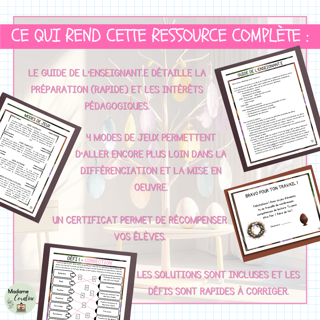 Jeu évasion de lecture - Pâques créative